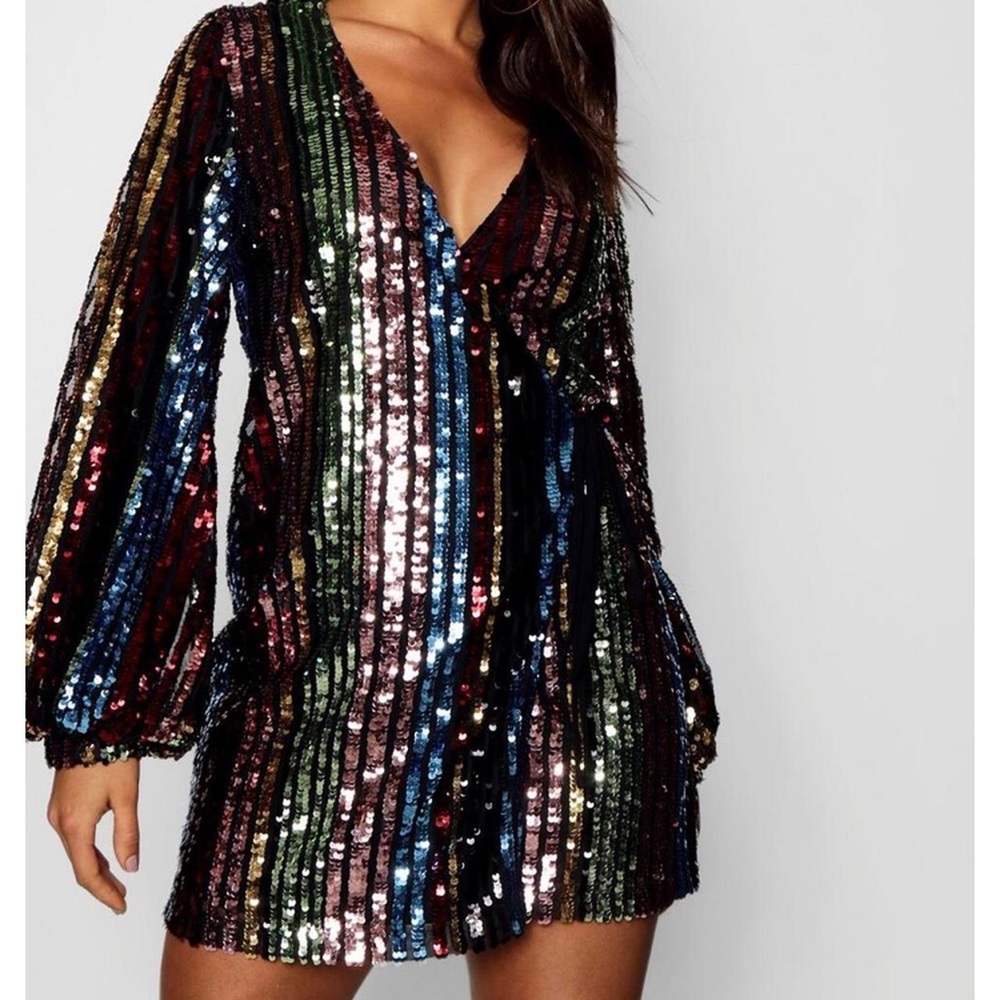 Boohoo Multicolor Sequin Dress